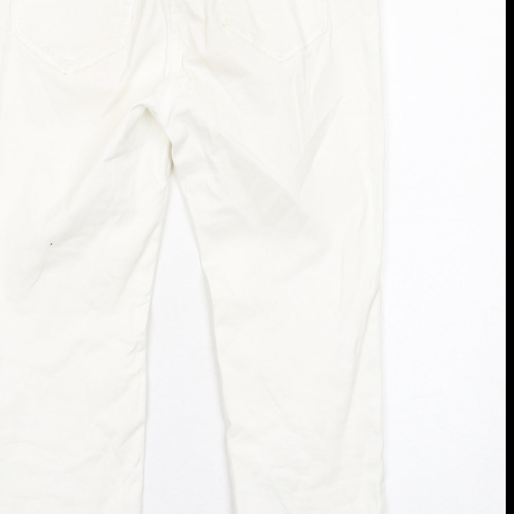 Jasper Conran Womens White Cotton Straight Jeans Size 10 L23 in Regular Zip