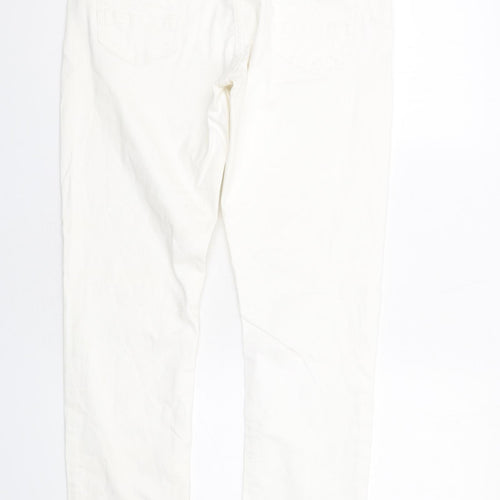 NEXT Womens White Cotton Skinny Jeans Size 12 L31 in Regular Zip