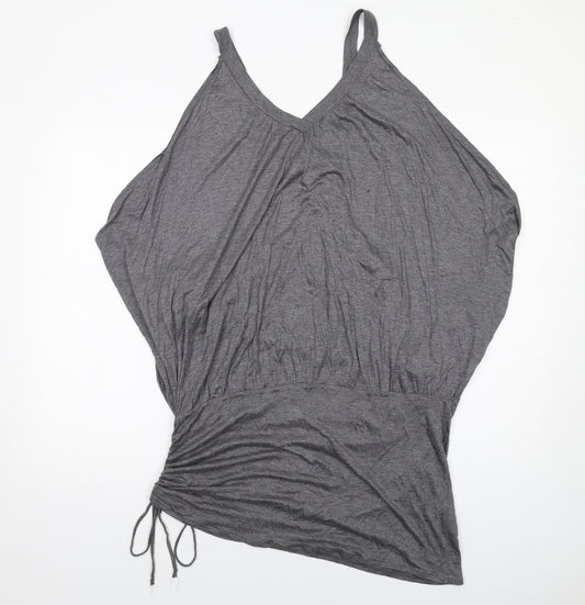 NEXT Womens Grey Viscose Camisole Tank Size 18 V-Neck - Ruched Side