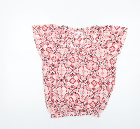 RJR.John Rocha Womens Red Geometric Polyester Basic Blouse Size 12 Scoop Neck