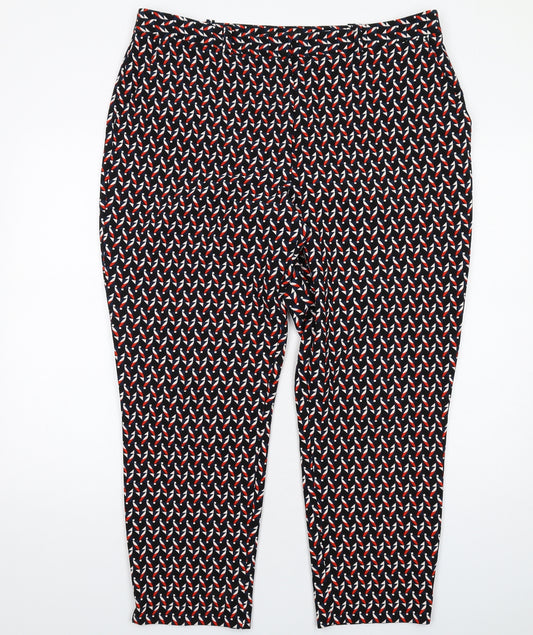 Dorothy Perkins Womens Multicoloured Geometric Polyester Chino Trousers Size 16 L30 in Regular Zip