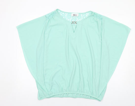 Afibel Womens Green Polyester Basic Blouse Size 18 Round Neck