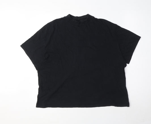 Topshop Womens Black Polyester Basic T-Shirt Size XS Mock Neck - Size XS-S