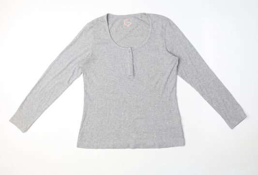 NEXT Womens Grey Cotton Basic T-Shirt Size L Henley