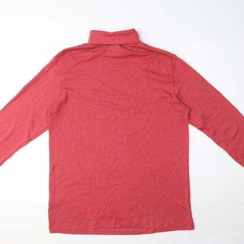 Cotton Traders Mens Red Cotton T-Shirt Size L Roll Neck