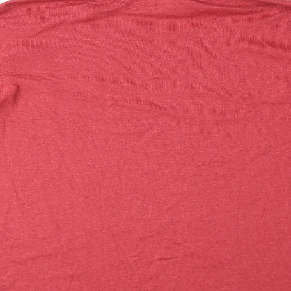 Cotton Traders Mens Red Cotton T-Shirt Size L Roll Neck