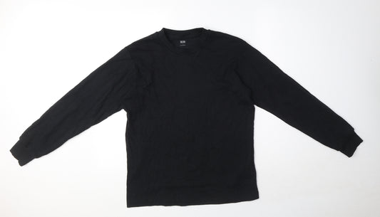 Uniqlo Mens Black Cotton T-Shirt Size S Round Neck