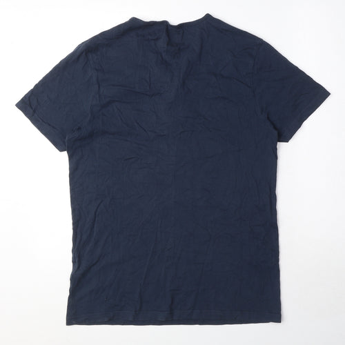 Red Herring Mens Blue Cotton T-Shirt Size M V-Neck