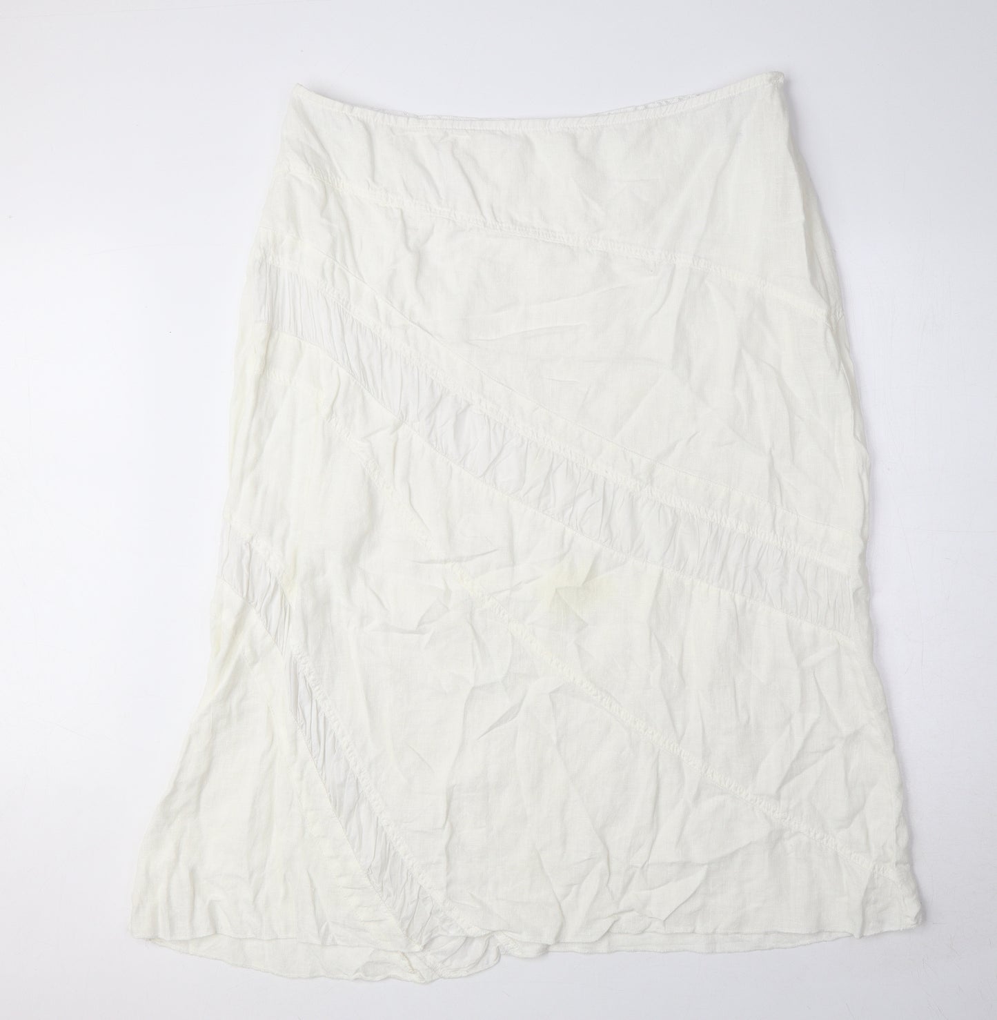 Marks and Spencer Womens White Cotton A-Line Skirt Size 20 Zip