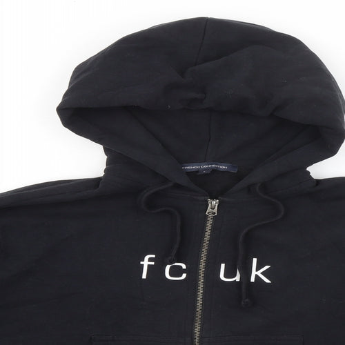 French Connection Womens Black Cotton Full Zip Hoodie Size S Zip - fcuk