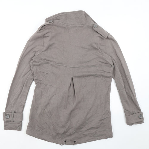 NEXT Womens Grey Cotton Overcoat Jacket Size 10 Button