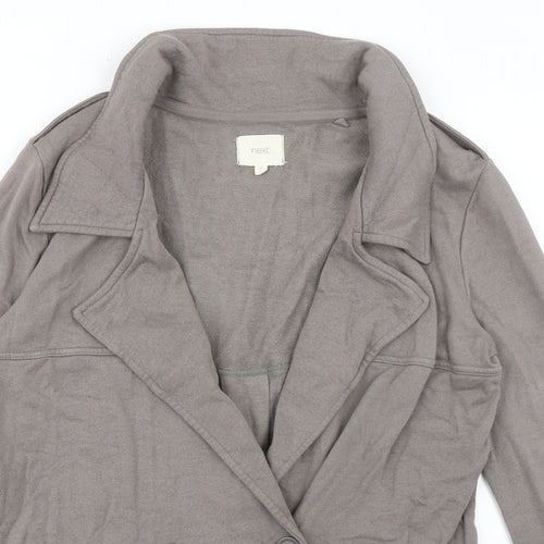 NEXT Womens Grey Cotton Overcoat Jacket Size 10 Button