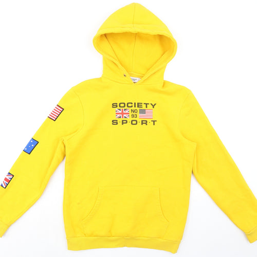 Society Sport Mens Yellow Cotton Pullover Hoodie Size S