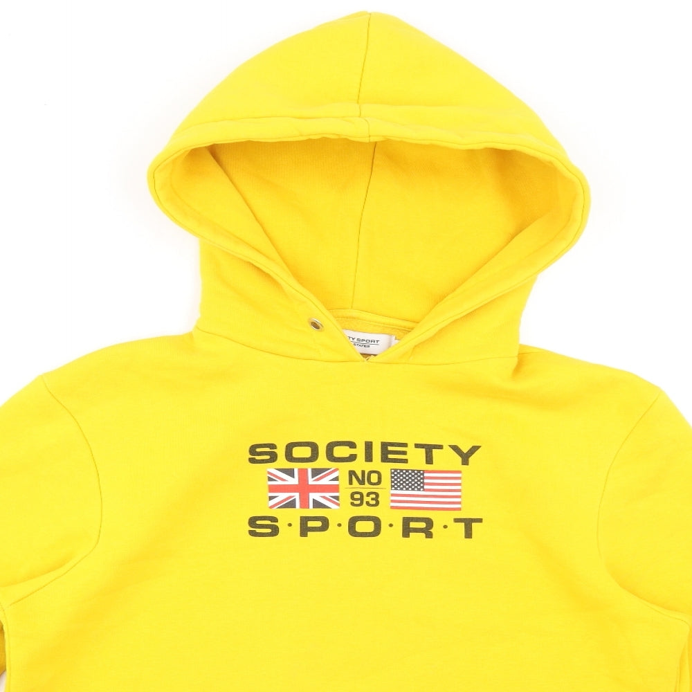 Society Sport Mens Yellow Cotton Pullover Hoodie Size S