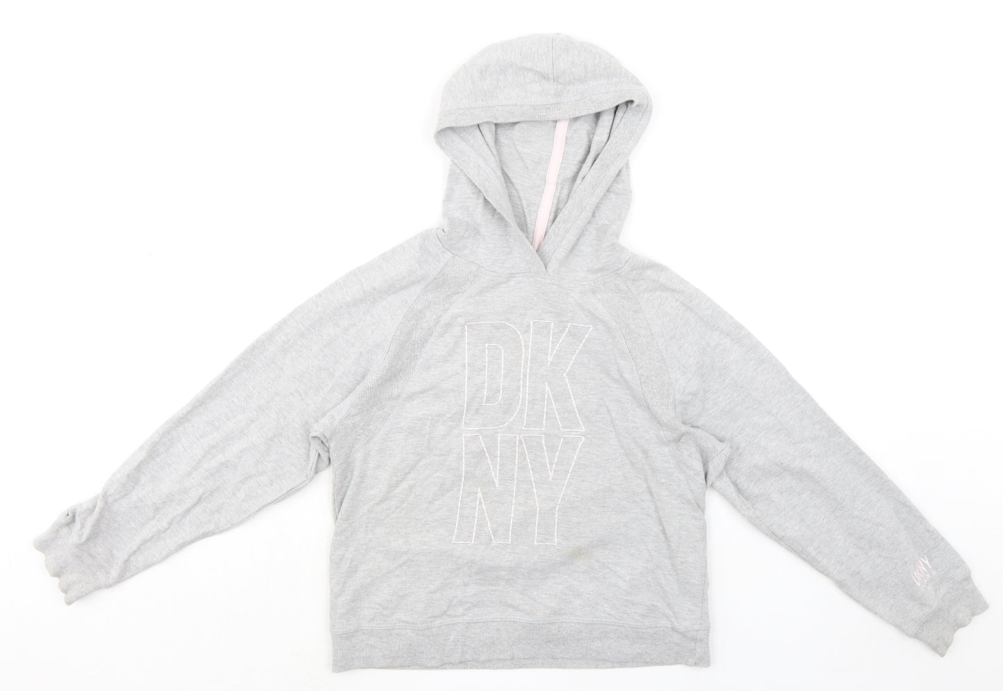 DKNY Womens Grey Cotton Pullover Hoodie Size M Pullover