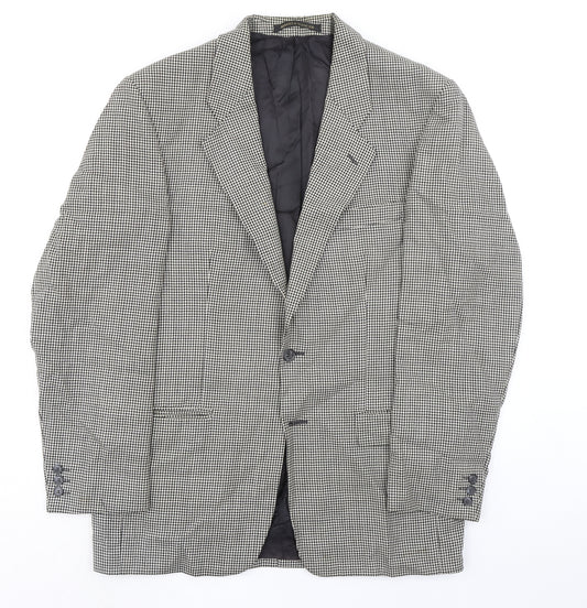 St Michael Mens Black Geometric Wool Jacket Suit Jacket Size 40 Big & Tall