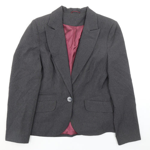 New Look Womens Grey Jacket Blazer Size 12 Button