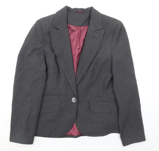 New Look Womens Grey Jacket Blazer Size 12 Button