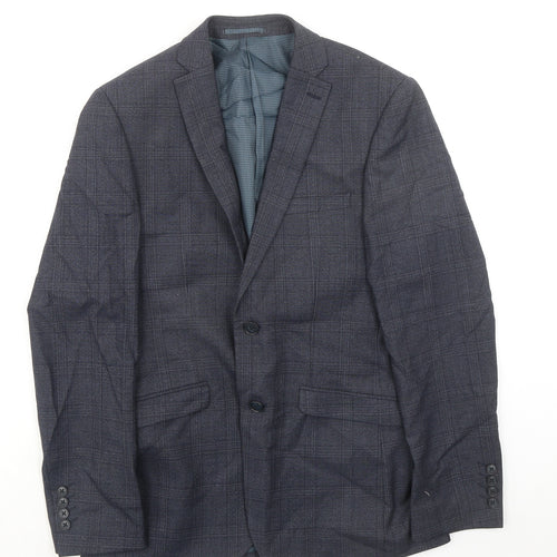 Onesixfive Mens Grey Plaid Wool Jacket Suit Jacket Size 38 Regular