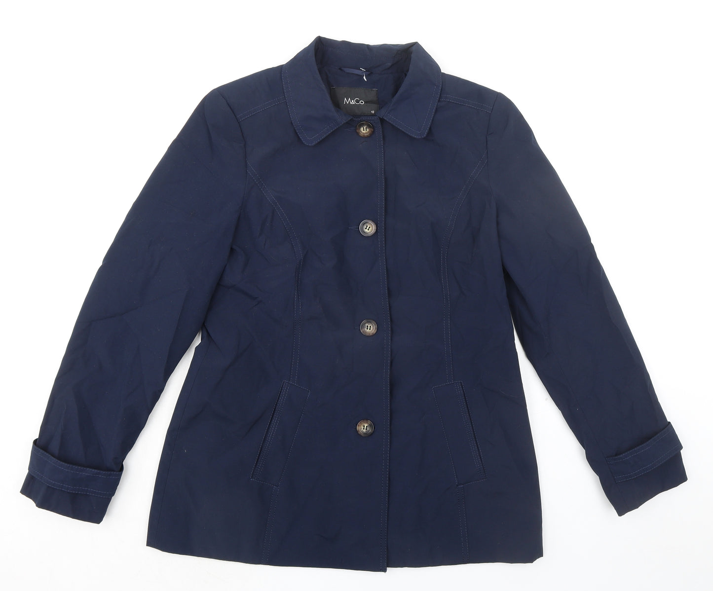 M&Co Womens Blue Jacket Size 12 Button
