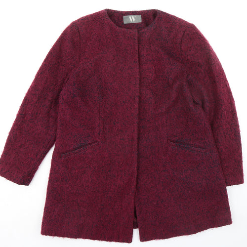 BHS Womens Purple Geometric Overcoat Coat Size 18 Button