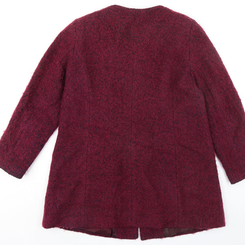 BHS Womens Purple Geometric Overcoat Coat Size 18 Button
