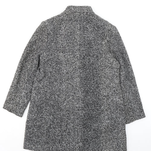 Bonmarché Womens Grey Geometric Overcoat Coat Size 16 Button