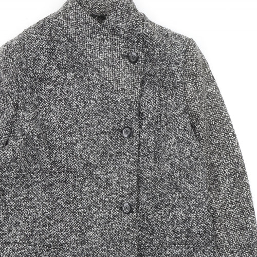 Bonmarché Womens Grey Geometric Overcoat Coat Size 16 Button