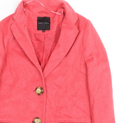 New Look Womens Pink Pea Coat Coat Size 10 Button