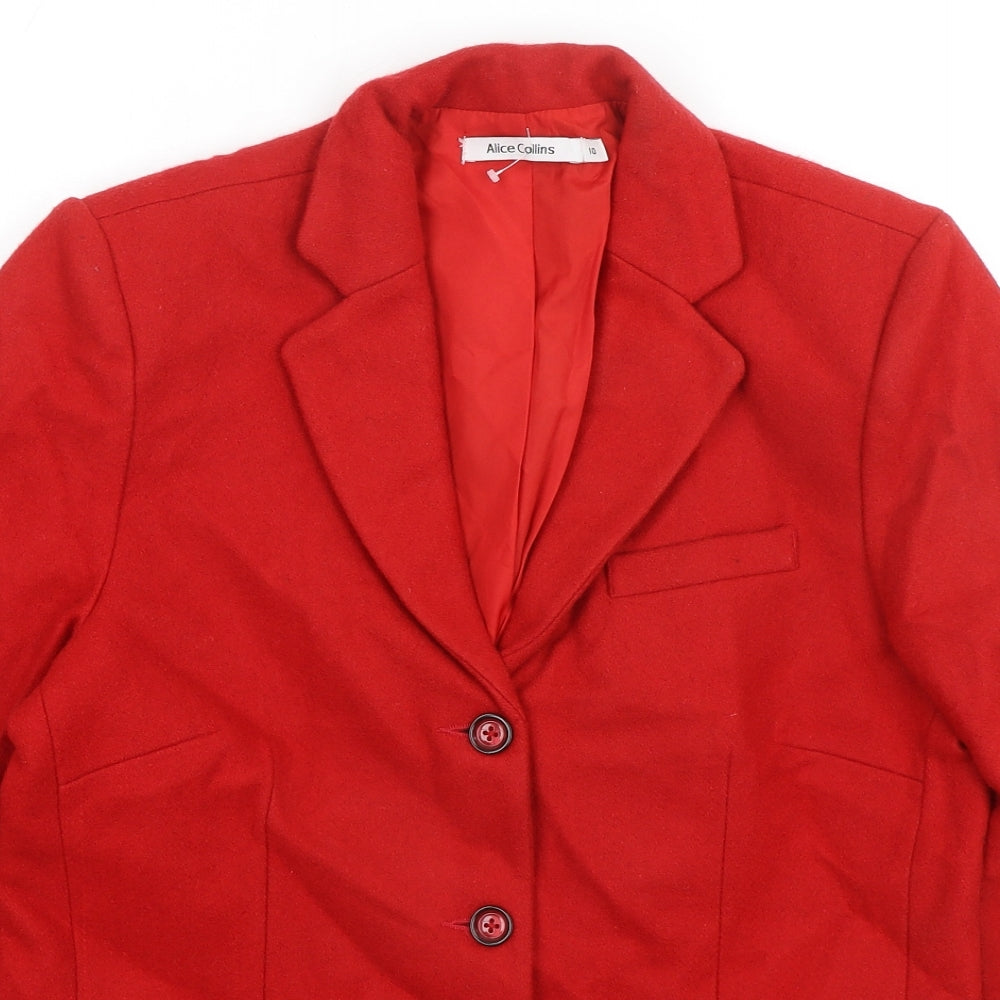 Alice Collins Womens Red Jacket Blazer Size 10 Button