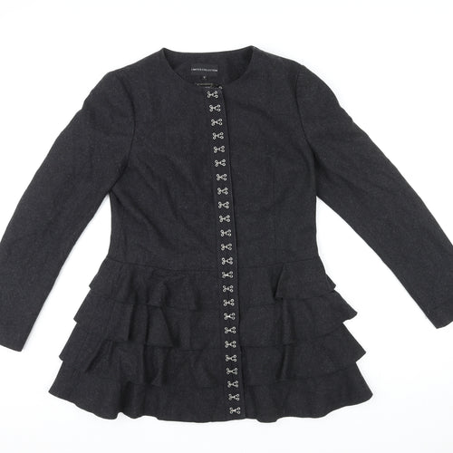 Marks and Spencer Womens Black Jacket Size 12 Zip - Hook & Eye details