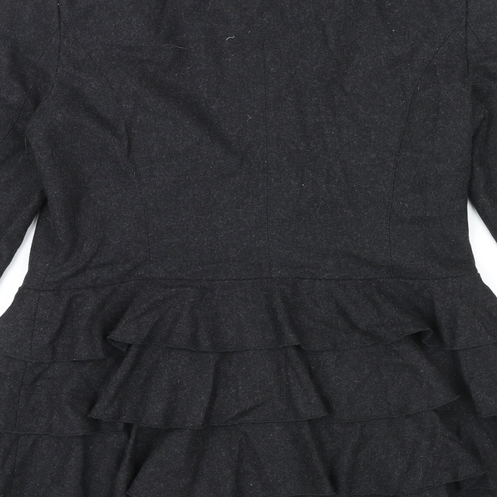 Marks and Spencer Womens Black Jacket Size 12 Zip - Hook & Eye details