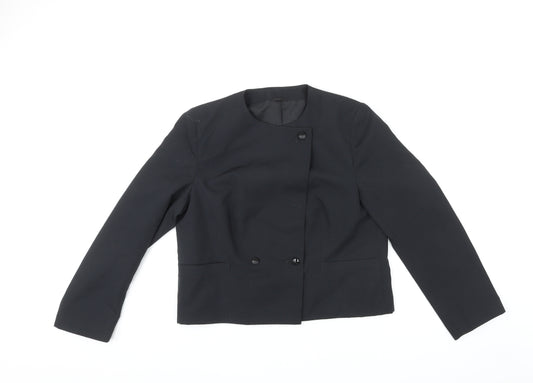 St Michael Womens Black Jacket Blazer Size 14 Button
