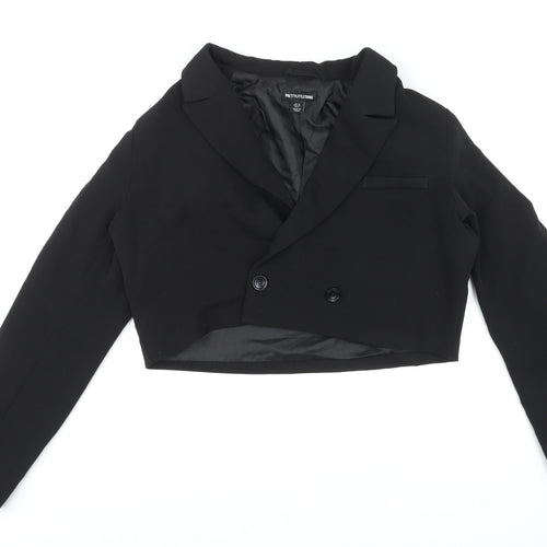 PRETTYLITTLETHING Womens Black Jacket Blazer Size 10 Button