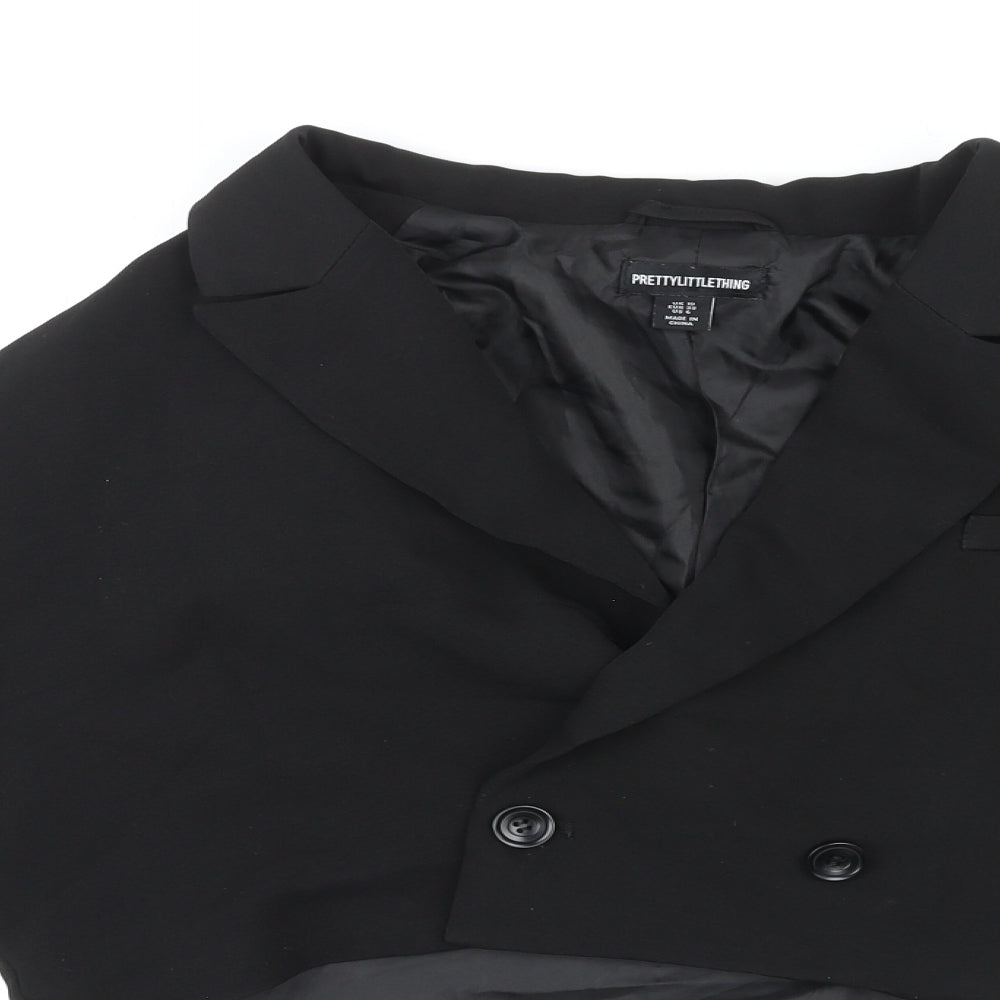 PRETTYLITTLETHING Womens Black Jacket Blazer Size 10 Button