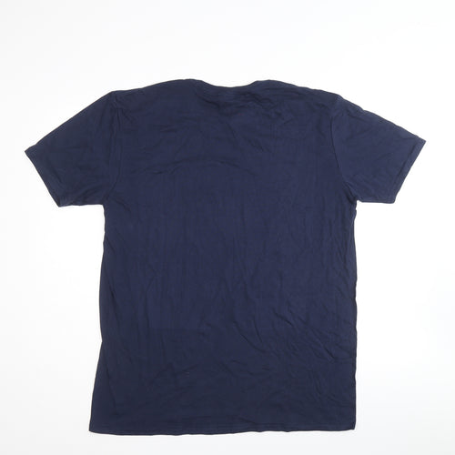 Gildan Mens Blue Cotton T-Shirt Size L Round Neck - Sorry I'm late I just didn't want to come