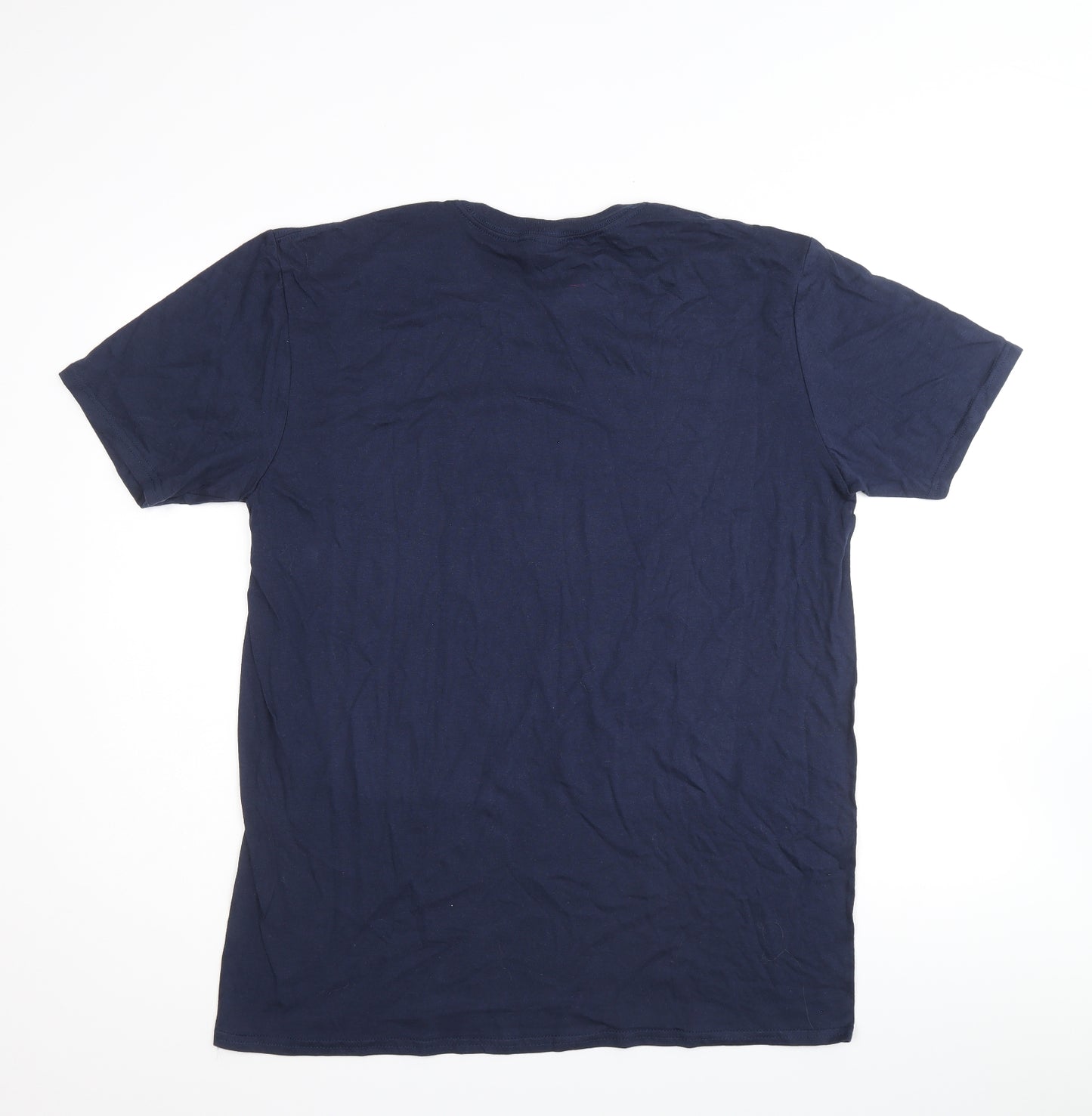 Gildan Mens Blue Cotton T-Shirt Size L Round Neck - Sorry I'm late I just didn't want to come
