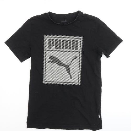 PUMA Boys Black Cotton Basic T-Shirt Size 11-12 Years Round Neck Pullover