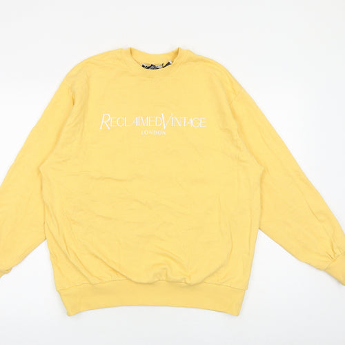 Reclaimed Vintage Womens Yellow 100% Cotton Pullover Sweatshirt Size S Pullover - Reclaimed Vintage London