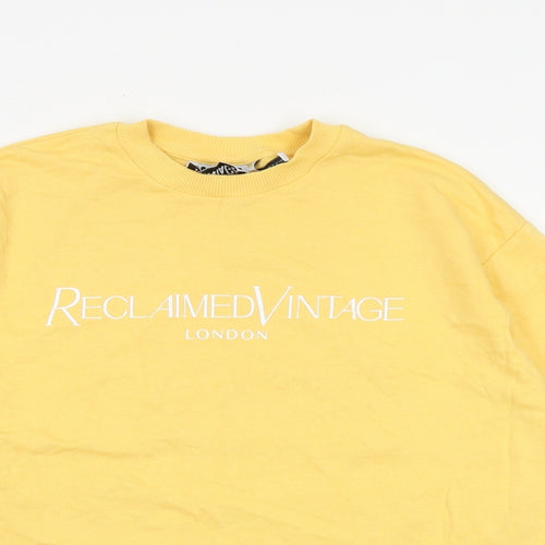 Reclaimed Vintage Womens Yellow 100% Cotton Pullover Sweatshirt Size S Pullover - Reclaimed Vintage London