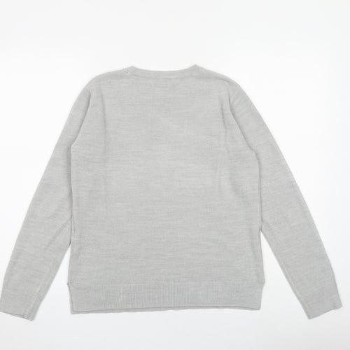 Marks and Spencer Womens Grey Round Neck Acrylic Pullover Jumper Size 12