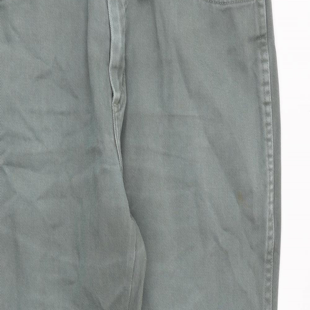 Wrangler Mens Green Cotton Straight Jeans Size 36 in L30 in Regular Zip