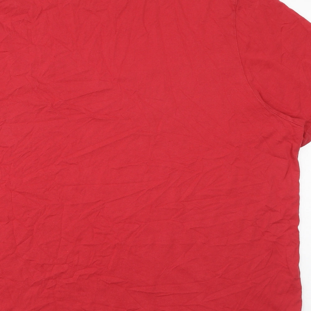 Maine New England Mens Red Cotton T-Shirt Size 2XL Round Neck