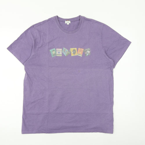 Paul Smith Mens Purple Cotton T-Shirt Size L Round Neck
