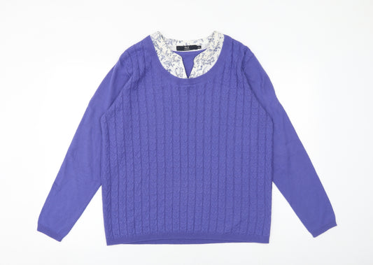 EWM Womens Purple Round Neck Cotton Pullover Jumper Size 18 - Shirt Insert