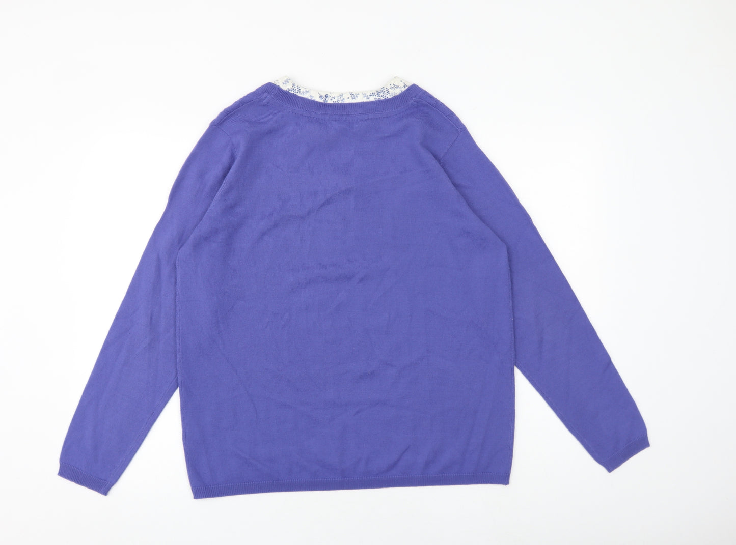 EWM Womens Purple Round Neck Cotton Pullover Jumper Size 18 - Shirt Insert
