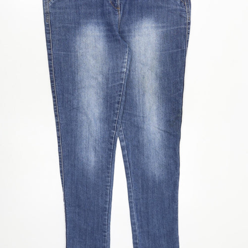 M&Co Womens Blue Cotton Skinny Jeans Size 12 L29 in Regular Zip