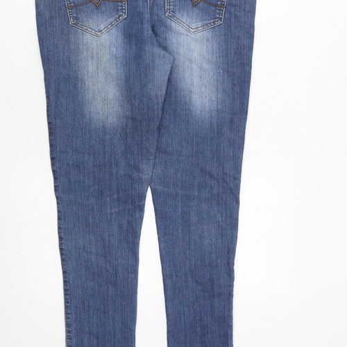 M&Co Womens Blue Cotton Skinny Jeans Size 12 L29 in Regular Zip