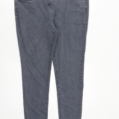NEXT Womens Grey Cotton Skinny Jeans Size 16 L28 in Slim Zip