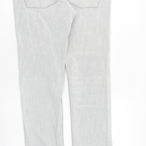 Topman Mens Grey Cotton Straight Jeans Size 32 in L33 in Slim Button